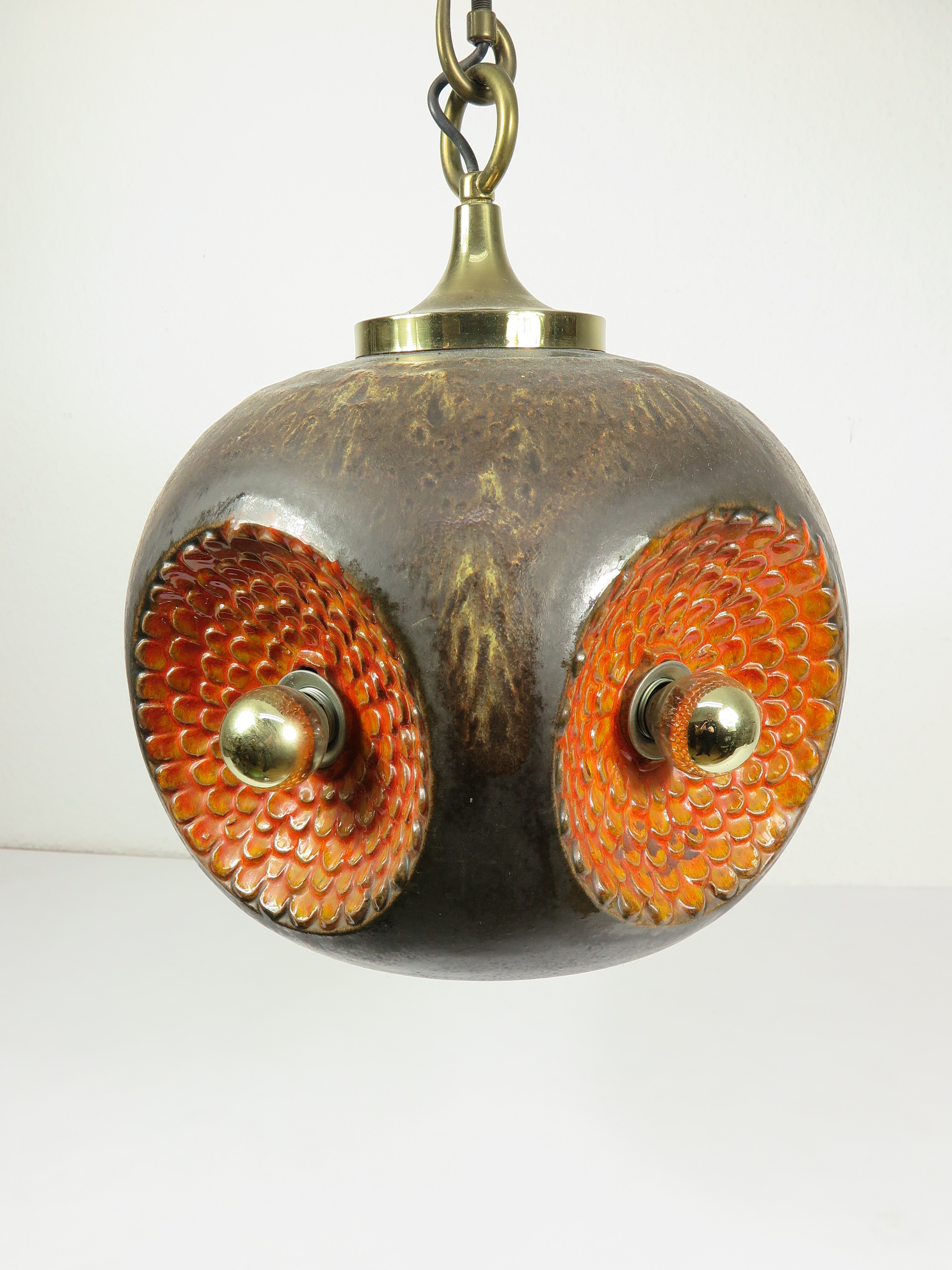 70er Keramik Lampe Orange