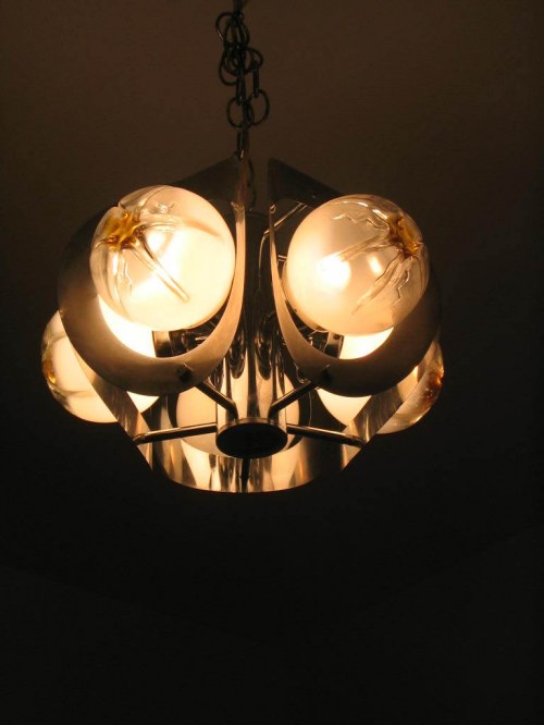 70er Chrom-Murano-Deckenlampe