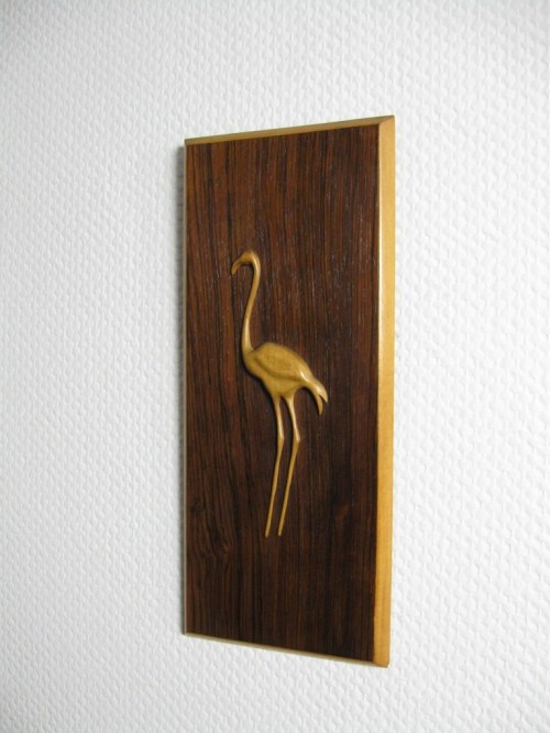 Bild 4 von 60er Holzbild Flamingo