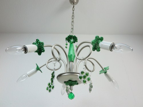 Bild 2 von Vintage Deckenlampe mit grünem Kristall