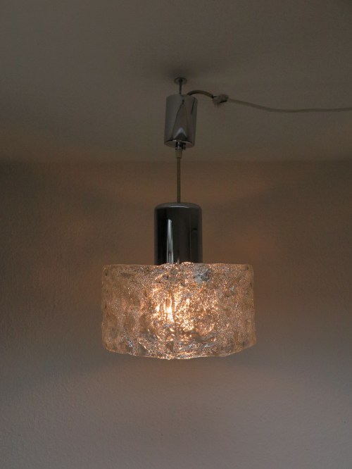 70er Deckenlampe, echter Glasschirm
