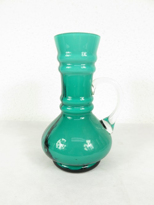 Bild 2 von 70er Murano Vase türkis mit Henkel