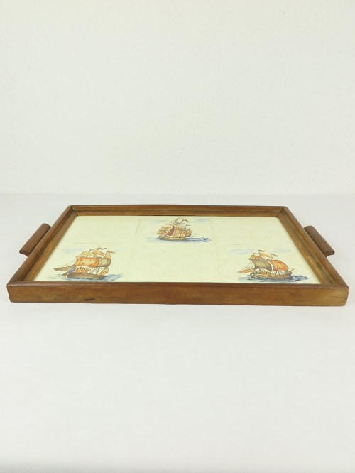Bild 1 von 70er Tablett mit Seegelschiffen