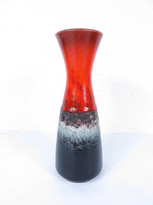 70er Vase Keramik, Oranger Fat Lavaoptik