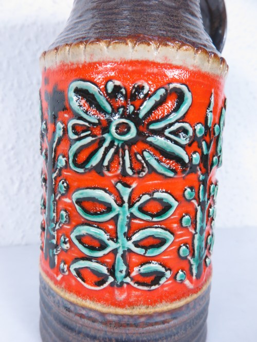 Bild 4 von 70er Vase mit Henkel, Bay Keramik, Orange