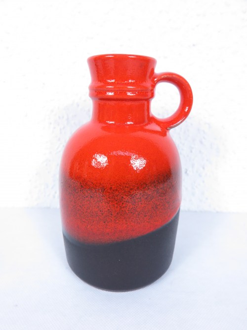 Bild 1 von 70er Vase mit Henkel Orange, Firma Scheurich