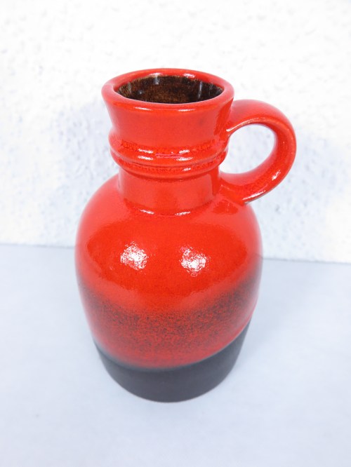 Bild 2 von 70er Vase mit Henkel Orange, Firma Scheurich