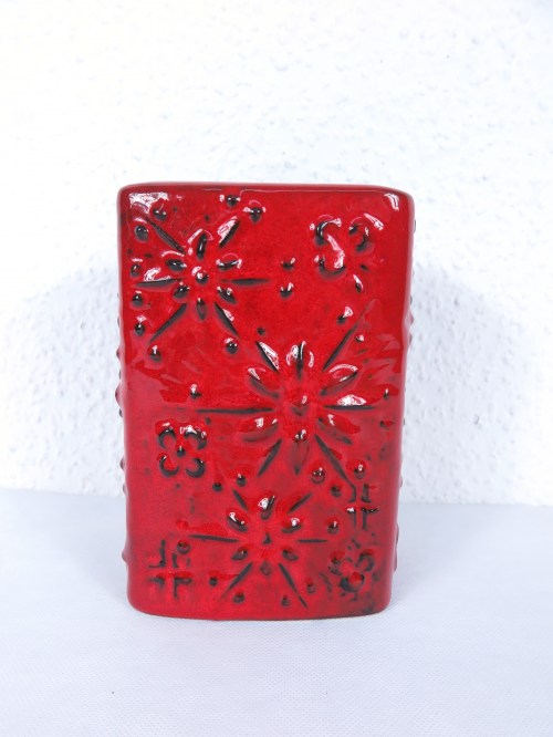 70er Vase Rot, Scheurich Keramik