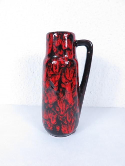 70er Vase mit Hänkel rot