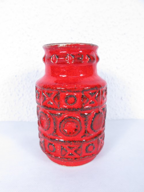 70er Vase Keramik Rot Bay Bodenvase