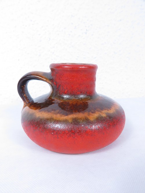70er Keramik Vase Rot/Orange