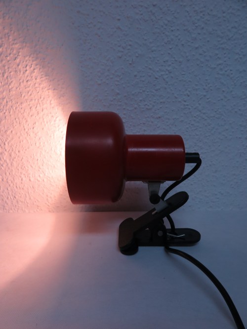 Bild 5 von 70er Strahler Lampe mit Clip, Klemmlampe Rot