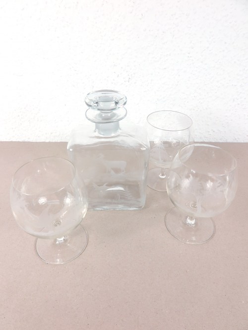 Bild 2 von 60er Cognac Karaffe mit 3 Gläsern