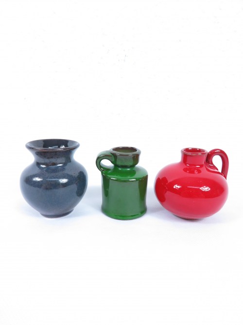 70er Mini Vasen, Blau, Rot, Grün