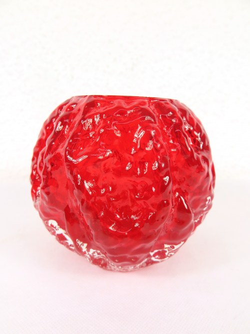 Bild 1 von 70er Kugelvase, Glasvase Rot, Glashütte Ingrid Kristal