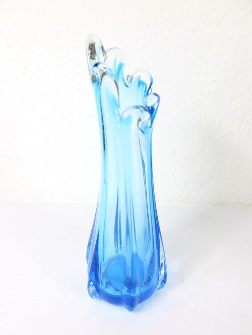 70er Murano Glas Vase Blau