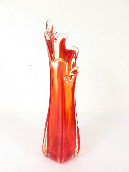 70er Murano Glas Vase, Orchideenvase