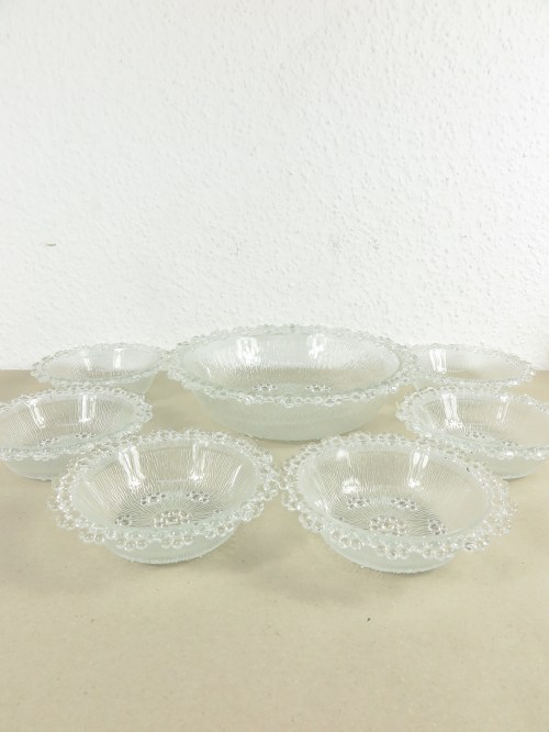 Bild 1 von 70er Bubble Glas Schale mit 6 Dessertschalen