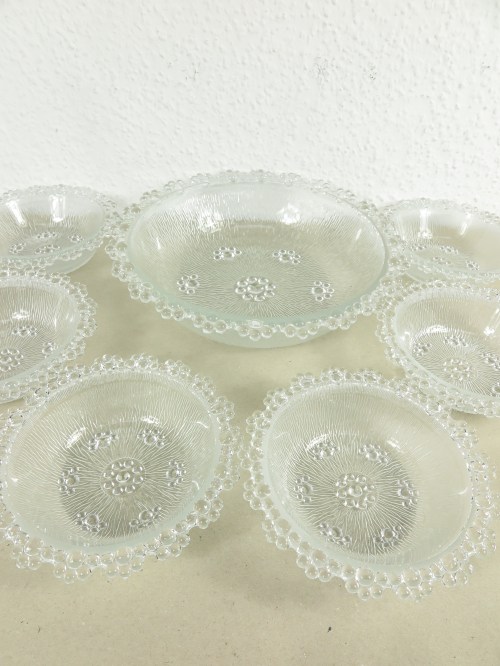 Bild 2 von 70er Bubble Glas Schale mit 6 Dessertschalen