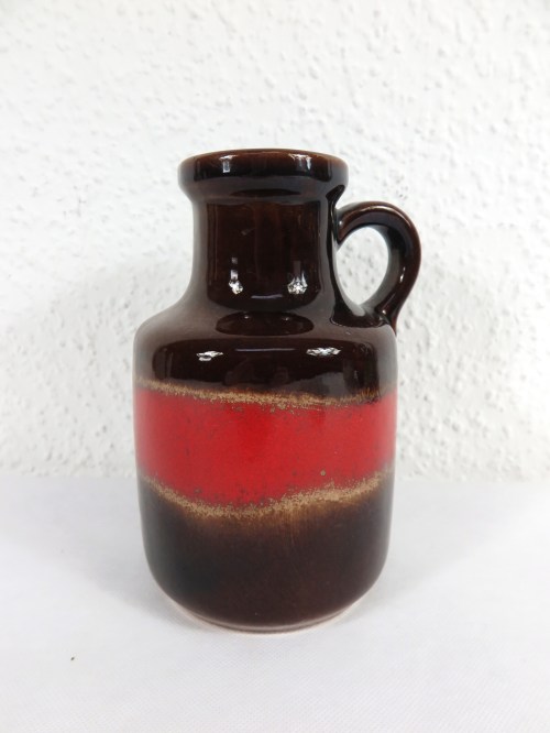 70er Keramik Vase Scheurich, Rot-Braun