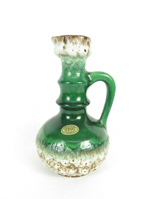 70er Vase Keramik Grün, Jopeko