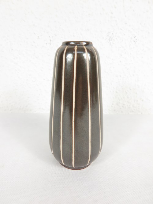 50er Keramik Vase, Schwarz