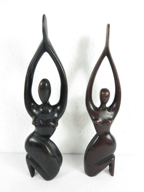 70er Afrika Figuren Ebenholz, geschnitzt, Paar