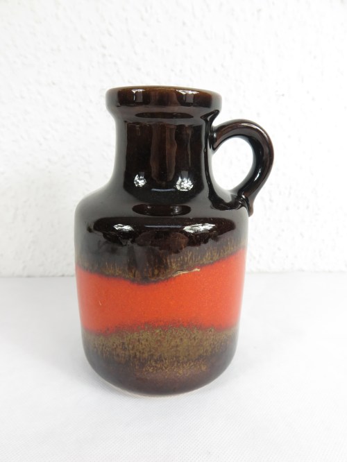 Bild 2 von 70er Keramik Vase Scheurich, Orange-Braun