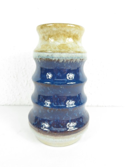 70er Vase Keramik Blau, Strehla Keramik