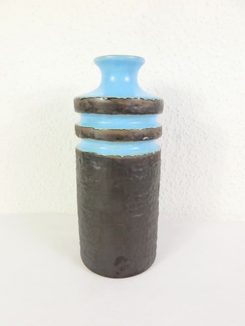 70er Vase Keramik Hellblau, VEB Haldesleben