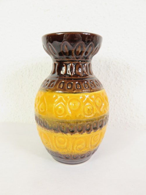 70er Keramik Vase Orange , Bay Keramik
