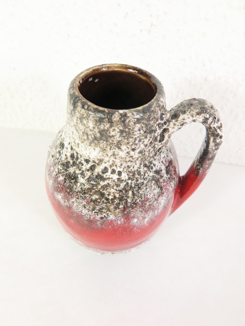 Bild 3 von 70er Henkelvase Rot, Lava Optik