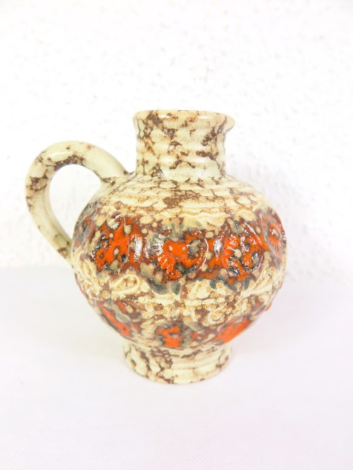 Bild 2 von 70er Henkelvase , Keramikvase, Orange