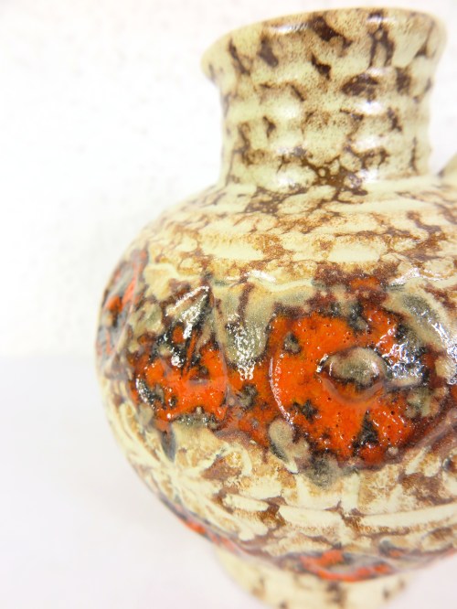 Bild 4 von 70er Henkelvase , Keramikvase, Orange