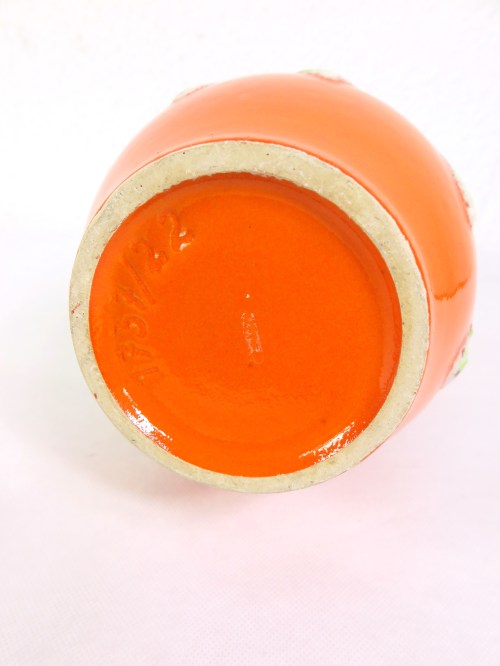 Bild 4 von 70er Henkelvase, Orange, Hellgrün,Keramikvase