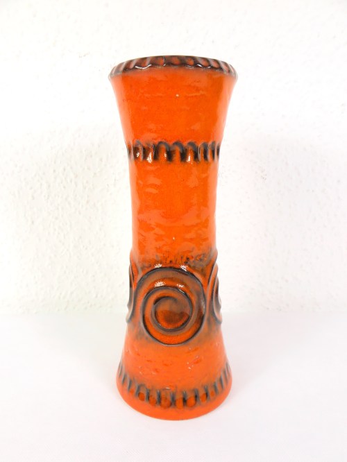 70er Vase Keramik, Orange