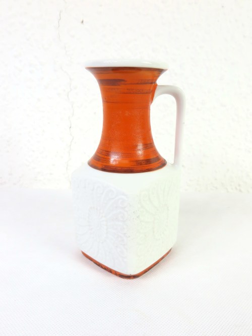 Bild 2 von 70er Porzellan Vase, Orange/ Weis, Royal Bavaria KPM