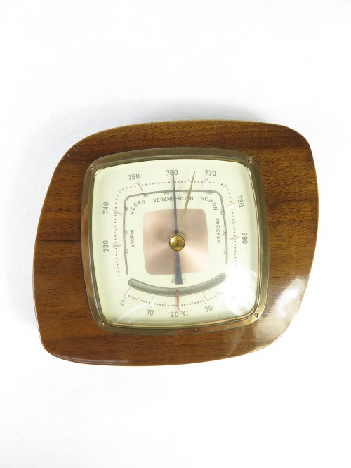 50er Barometer mit Thermomether, echtes Holz