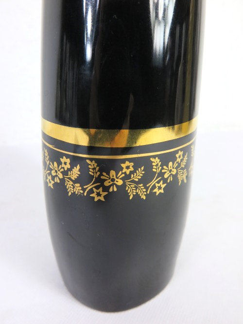 Bild 4 von 70er Keramik Vase, schwarz und gold, Polen Unterweisbach