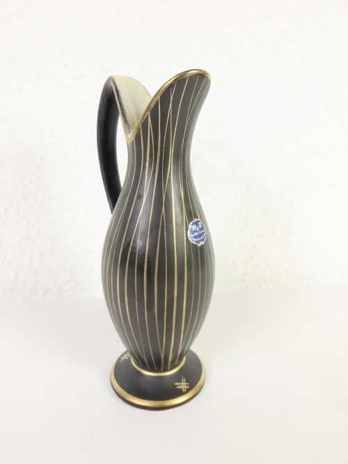 Bild 2 von 50er Vase M&R Keramik, Schwarz Gold