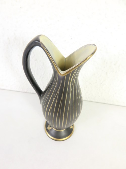 Bild 4 von 50er Vase M&R Keramik, Schwarz Gold