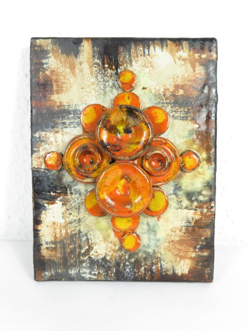 Bild 1 von 70er Wandbild Orange, Ruscha Keramik Wandrelief