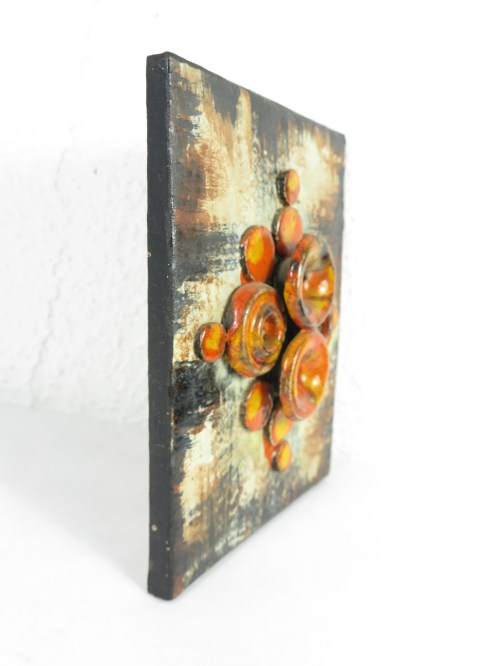 Bild 2 von 70er Wandbild Orange, Ruscha Keramik Wandrelief