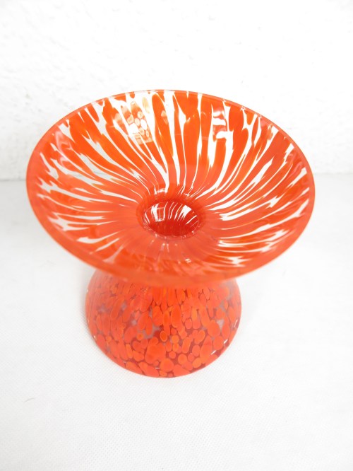 Bild 2 von 70er Glasvase Orange/Hellrot, Muranoglas Vase, Kerzenleuchter