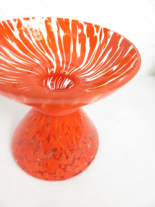 Bild 3 von 70er Glasvase Orange/Hellrot, Muranoglas Vase, Kerzenleuchter