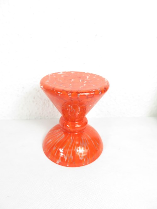 Bild 4 von 70er Glasvase Orange/Hellrot, Muranoglas Vase, Kerzenleuchter