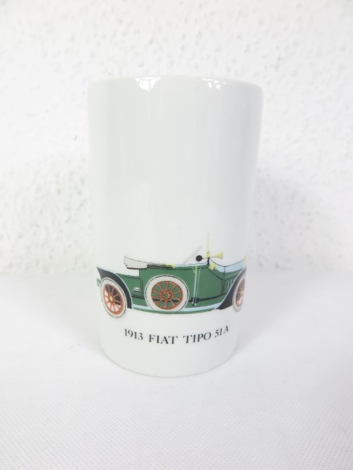 80er Oldtimer Vase, 1913 Fiat Tipo 51 A , Porzellan Thomas, Stiftebecher