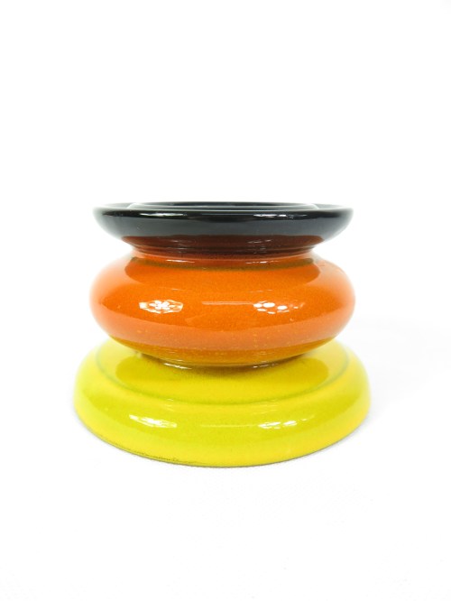 70er Kerzenleuchter Orange, Vase orange