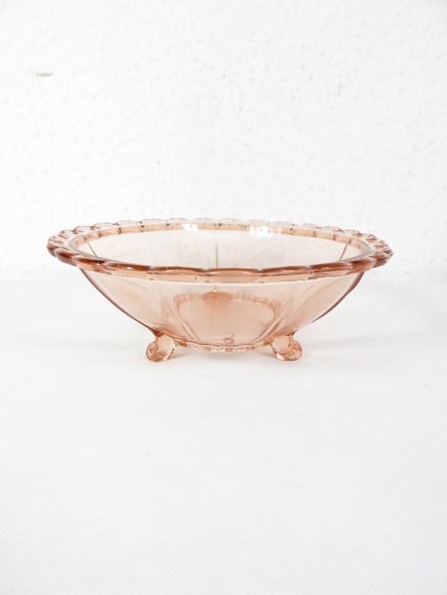 20er  Pressglasschale , lachsfarbend, Jugendstiel Konfektschälchen