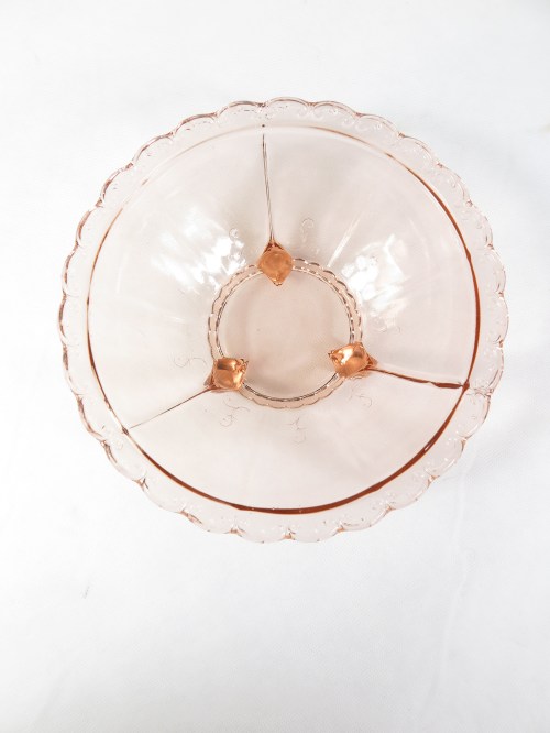 Bild 3 von 20er  Pressglasschale , lachsfarbend, Jugendstiel Konfektschälchen